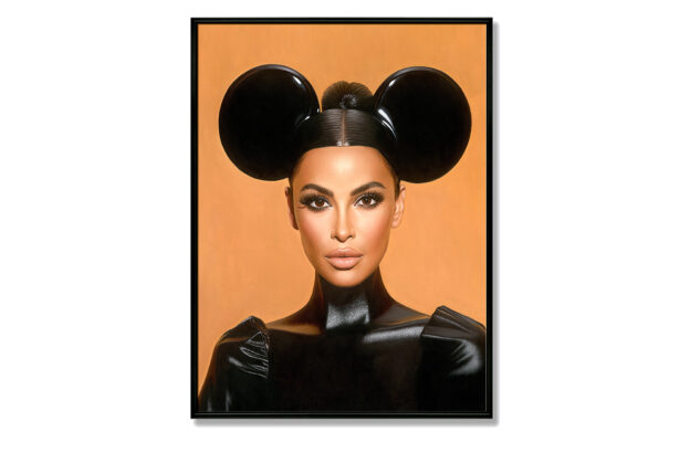 Oil Painting - Kim Kardashian with Mickey Mouse Ears - Pop Art - Jules Holland Art