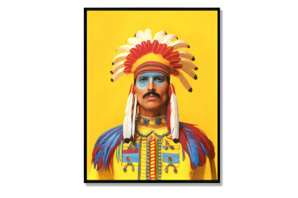 Oil Painting - Native American Freddie Mercury- Pop Art - Jules Holland Art